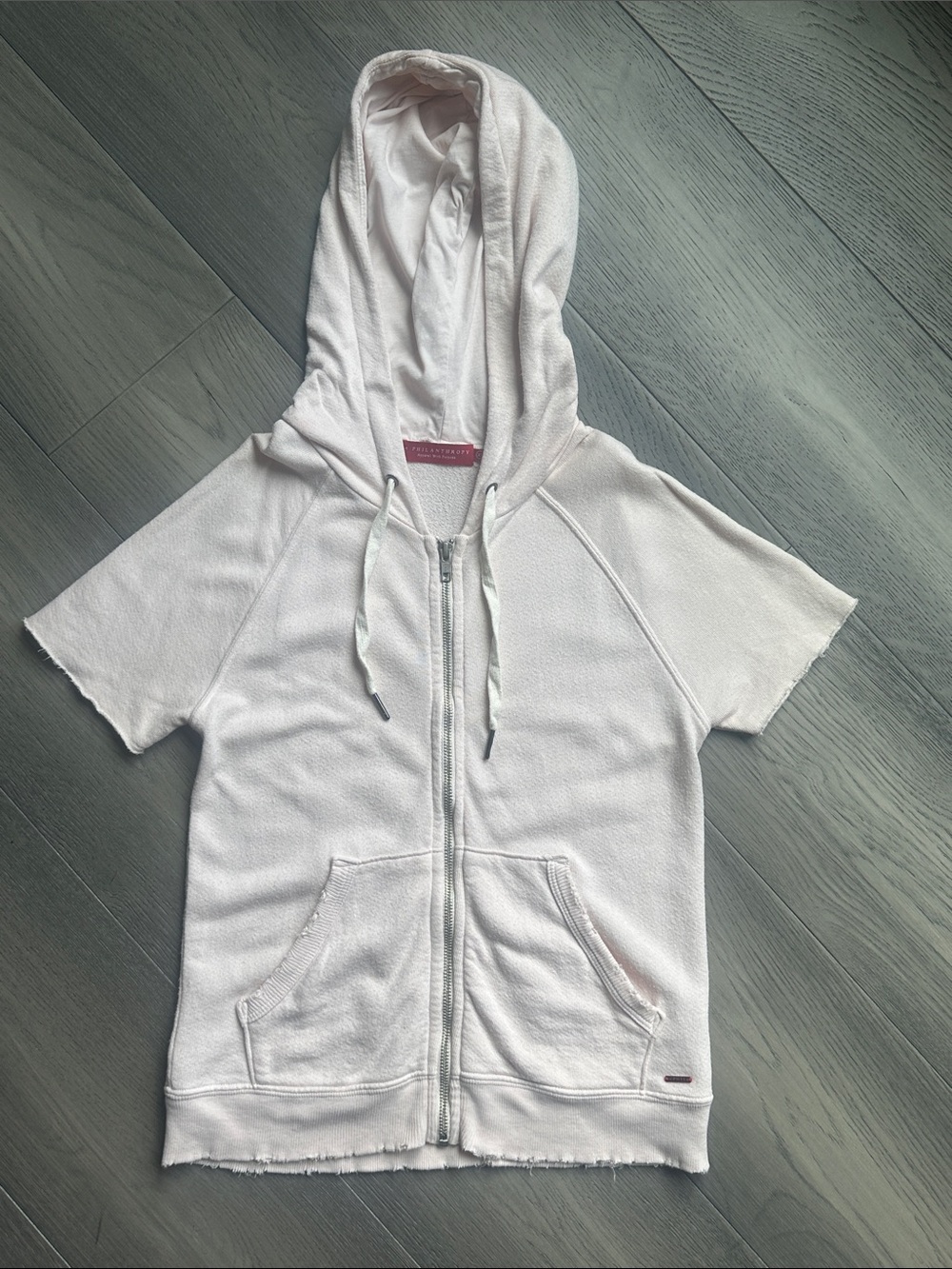 n:PHILANTHROPY Cream Terry-Lined Hoodie with Red Label size xs